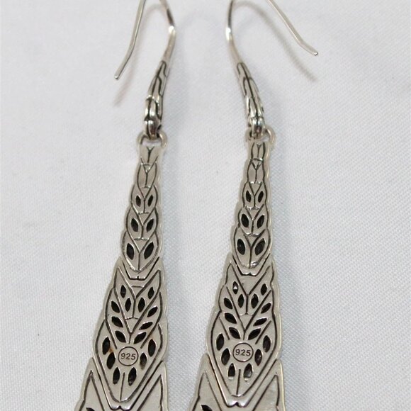 John Hardy Sterling Silver 925 Black Sapphire Dangle Earrings - Picture 5 of 6